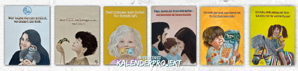 Heilende Kunst im interaktiven Kalenderprojekt – Monatsbilder aus Geschichten, Emotionen und Herzensmomenten, die Inspiration, Humor und Hingabe schenken